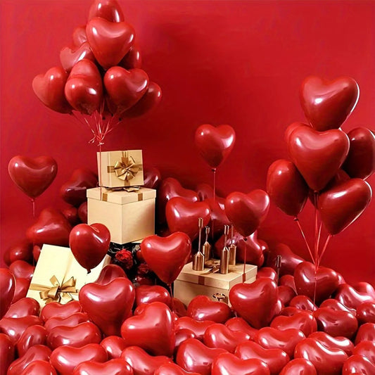 100pcs Valentine‘s Day Balloon Set Red Heart Shaped Wedding Party