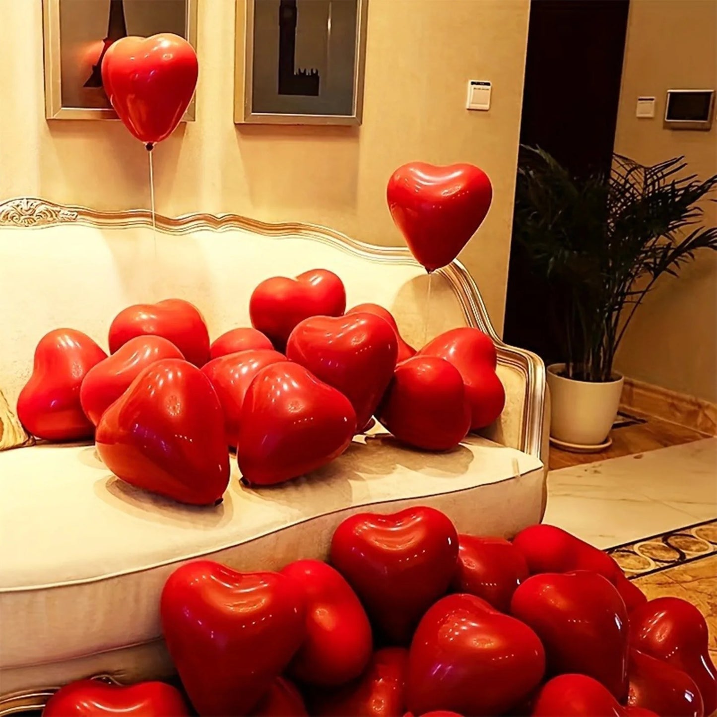 100pcs Valentine‘s Day Balloon Set Red Heart Shaped Wedding Party