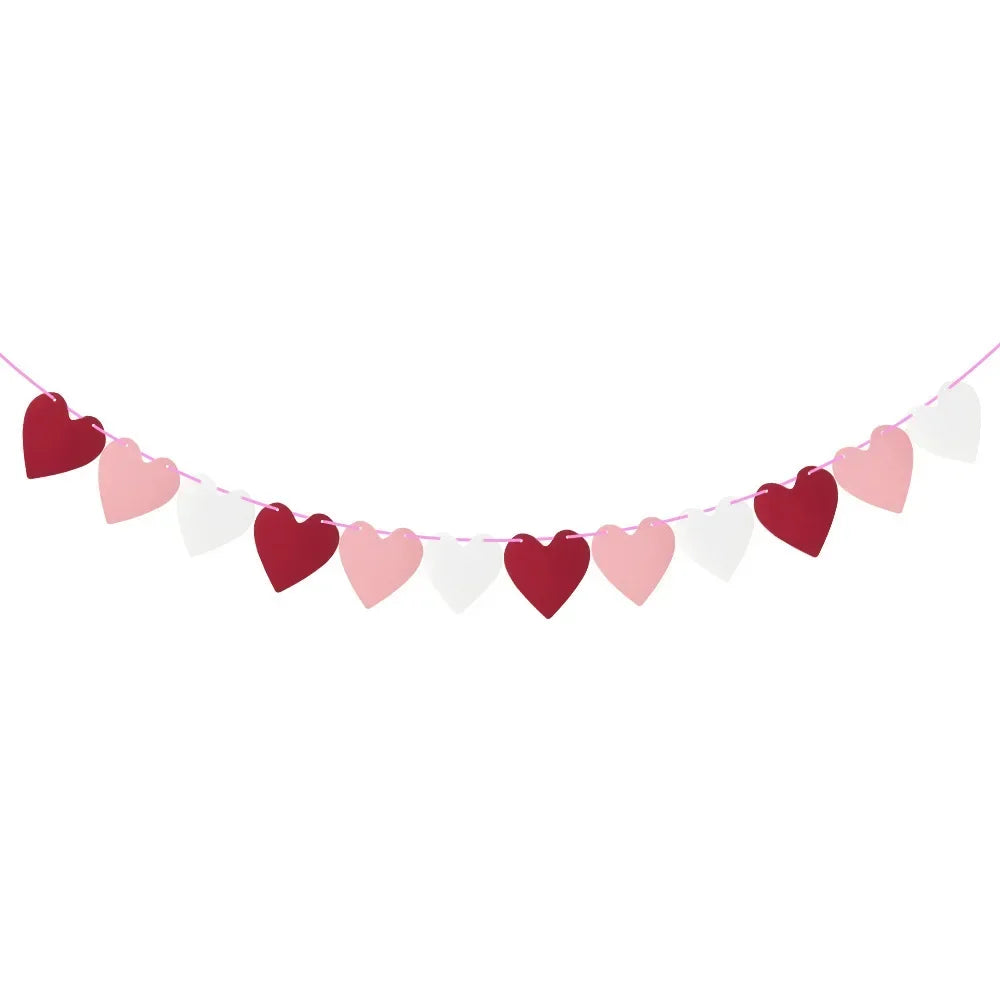 Valentine's Day Red Pink Love Glitter Happy Valentines Day Letters Hanging Banners Backdrop for Valentine's Day Party Decoration