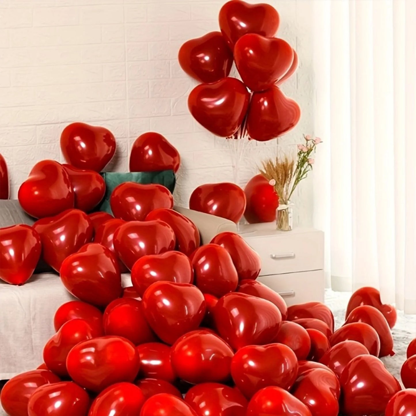 100pcs Valentine‘s Day Balloon Set Red Heart Shaped Wedding Party